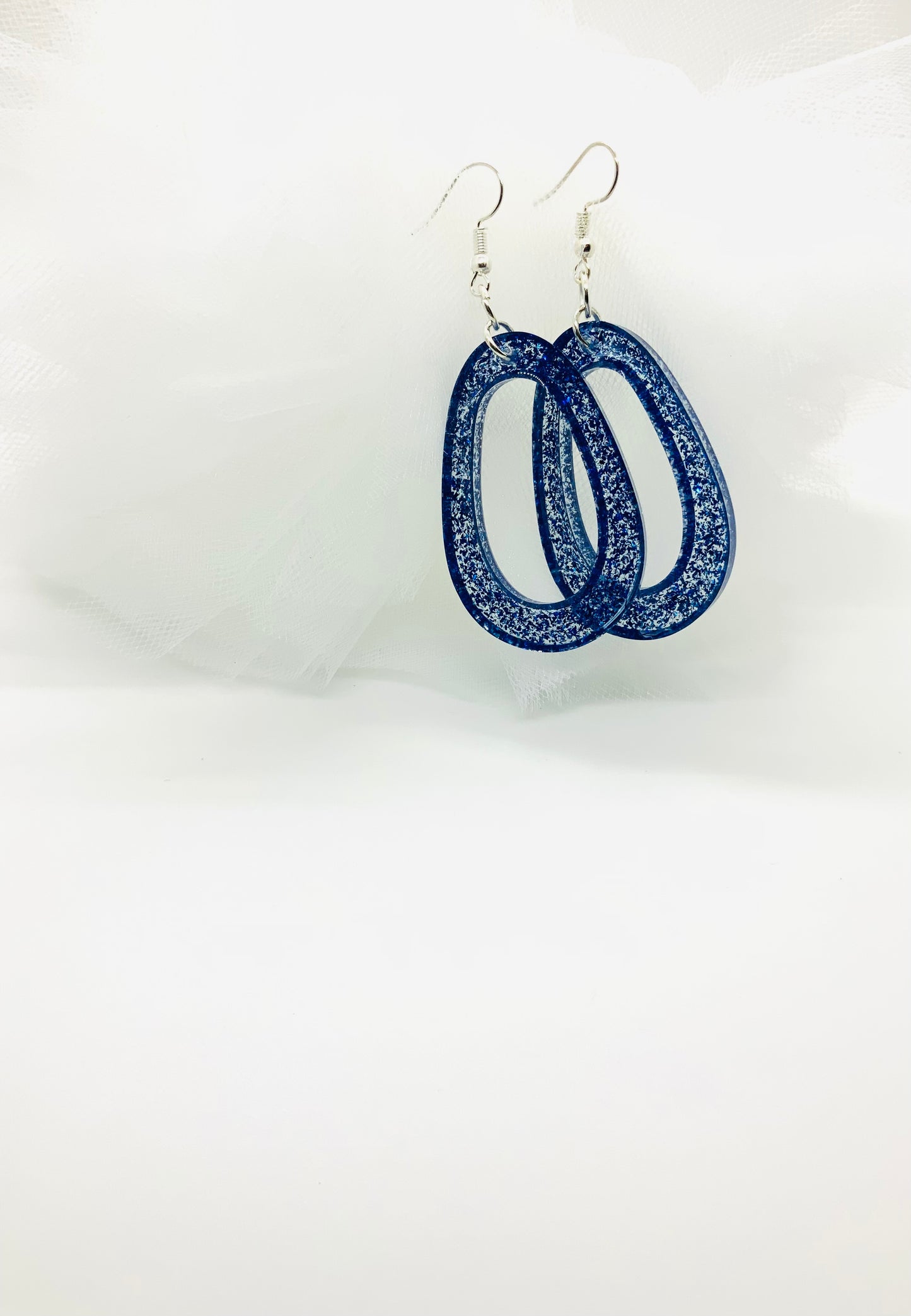 Red Sparkly Oval Earrings - BeautiesbyHand