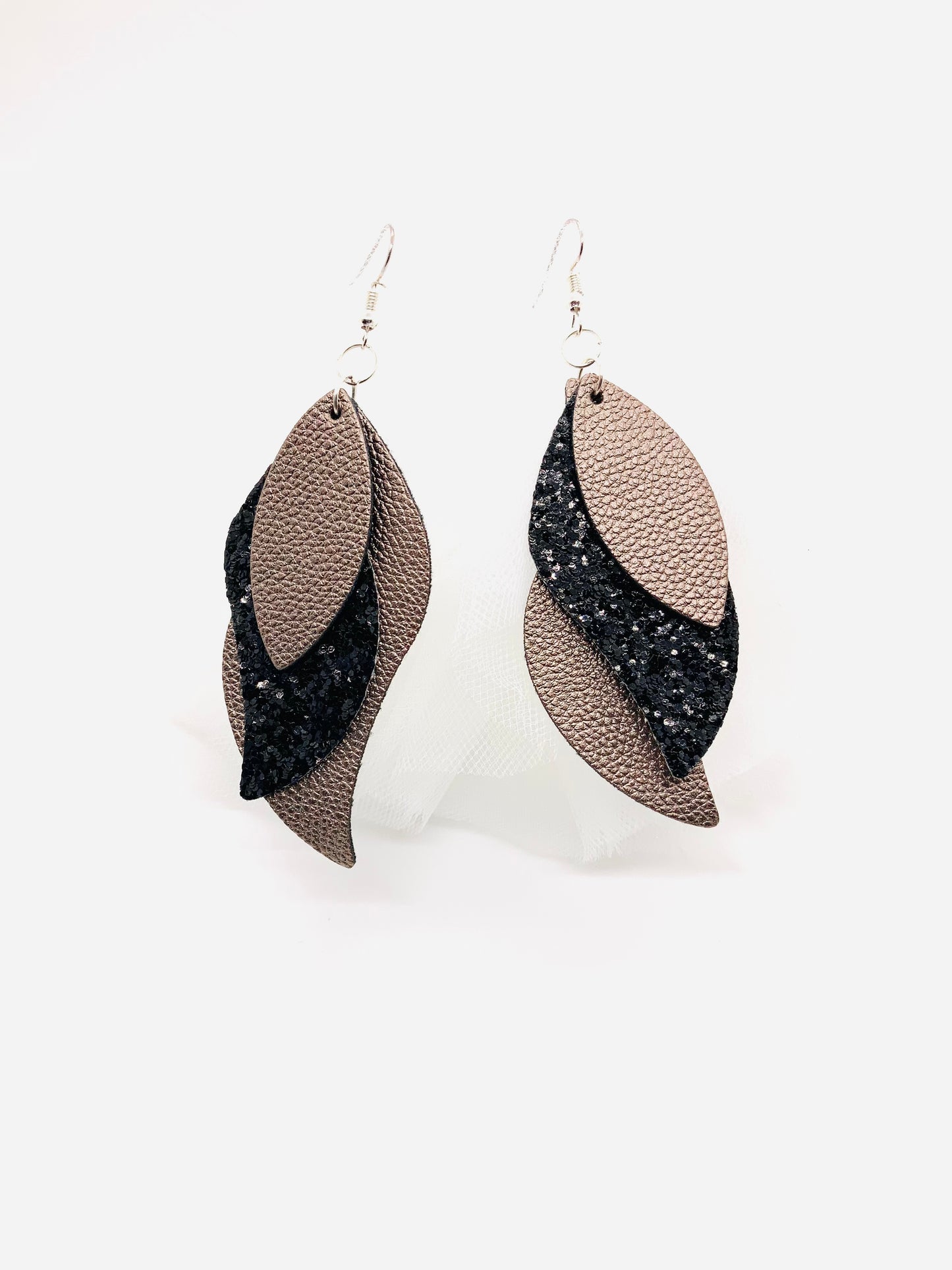 Silver and Pink Faux Leather Earrings - BeautiesbyHand
