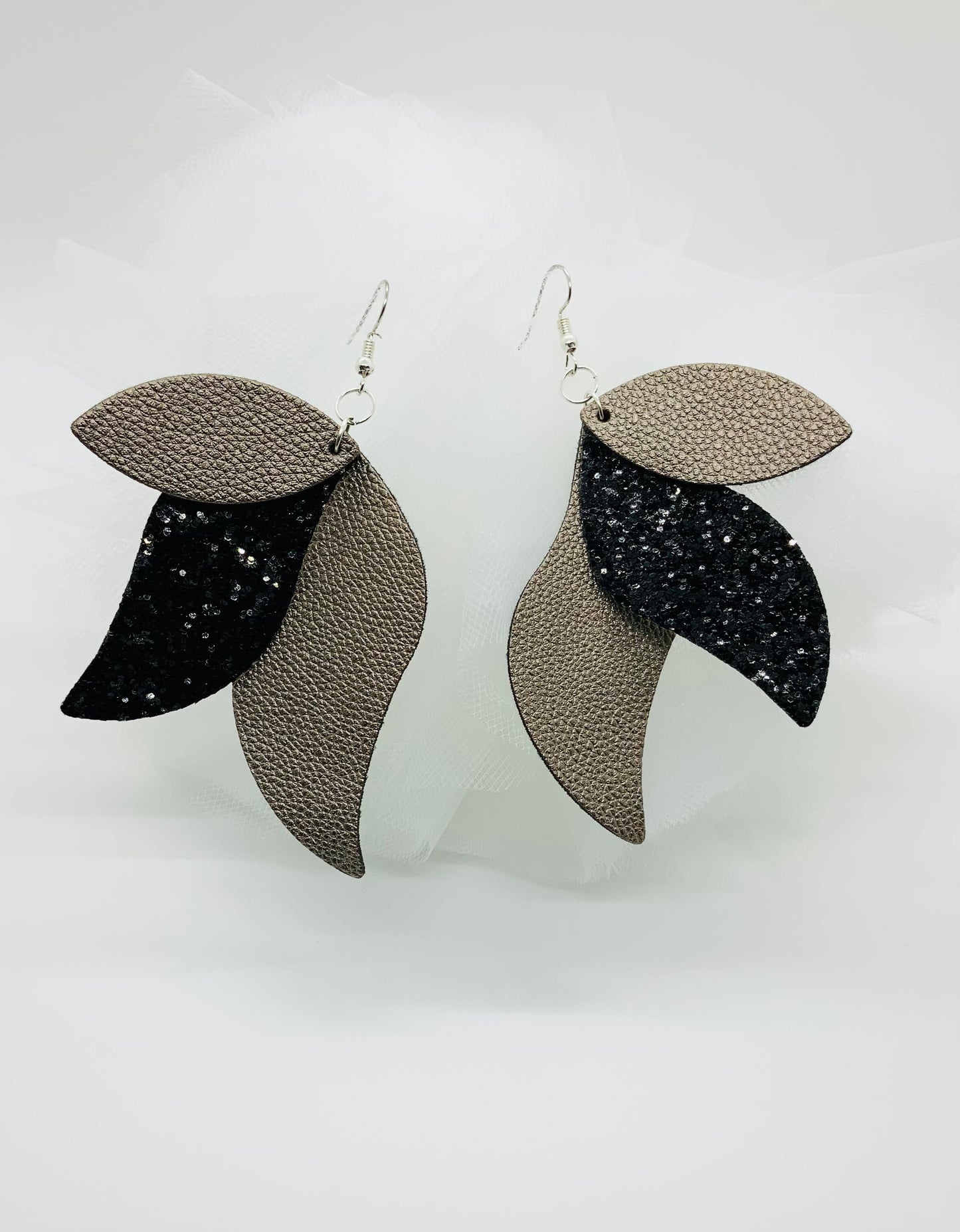 Silver and Pink Faux Leather Earrings - BeautiesbyHand