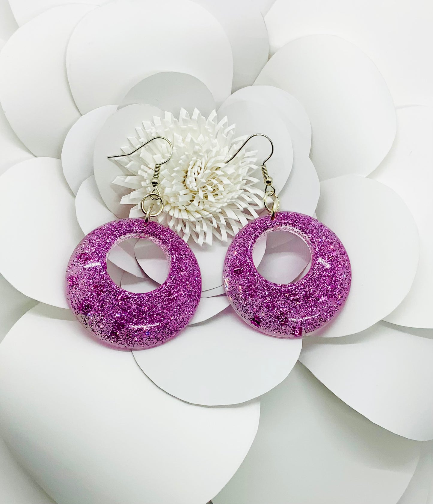 Round Magenta Earrings - BeautiesbyHand