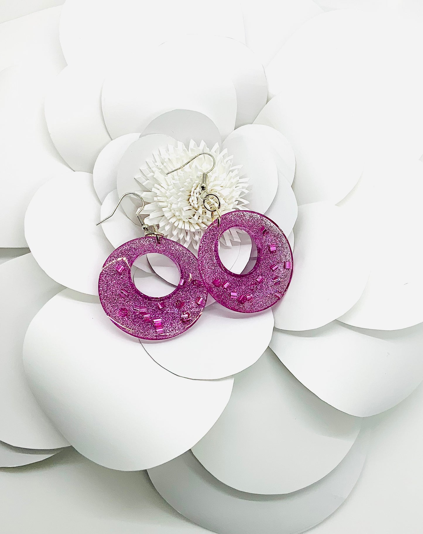 Round Magenta Earrings - BeautiesbyHand