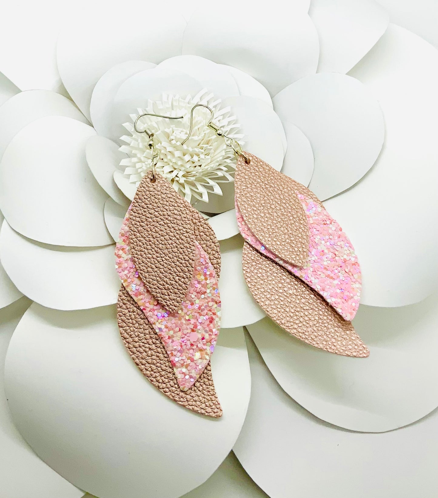 Gold/Royal Blue Faux Leather Earrings - BeautiesbyHand