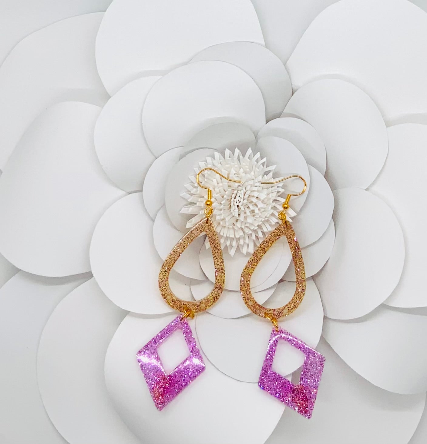 Purple and yellow Dangle Earrings