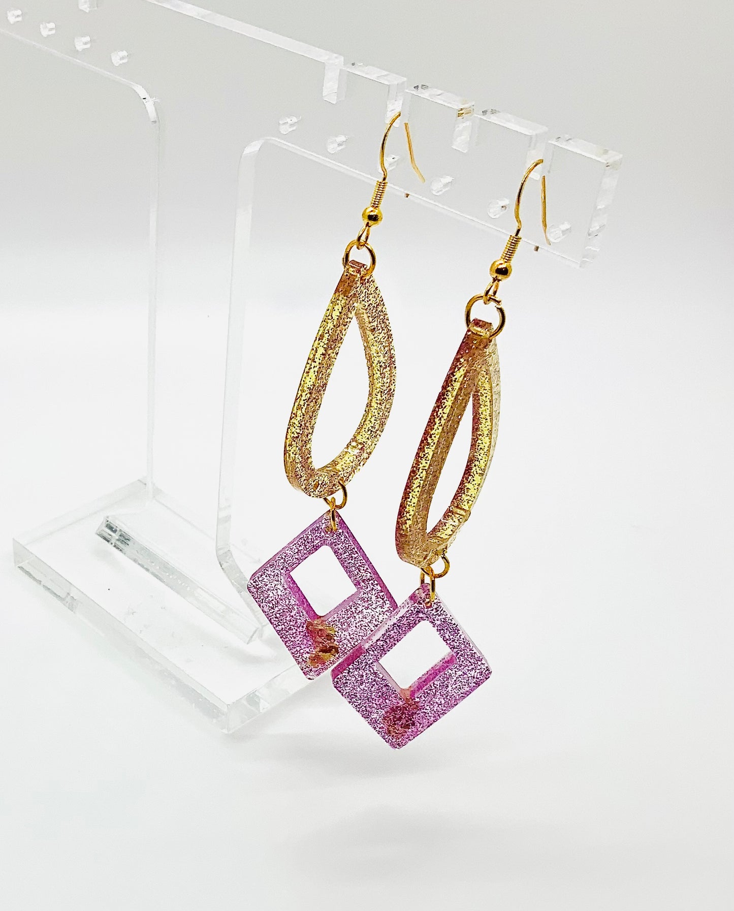 Purple and yellow Dangle Earrings