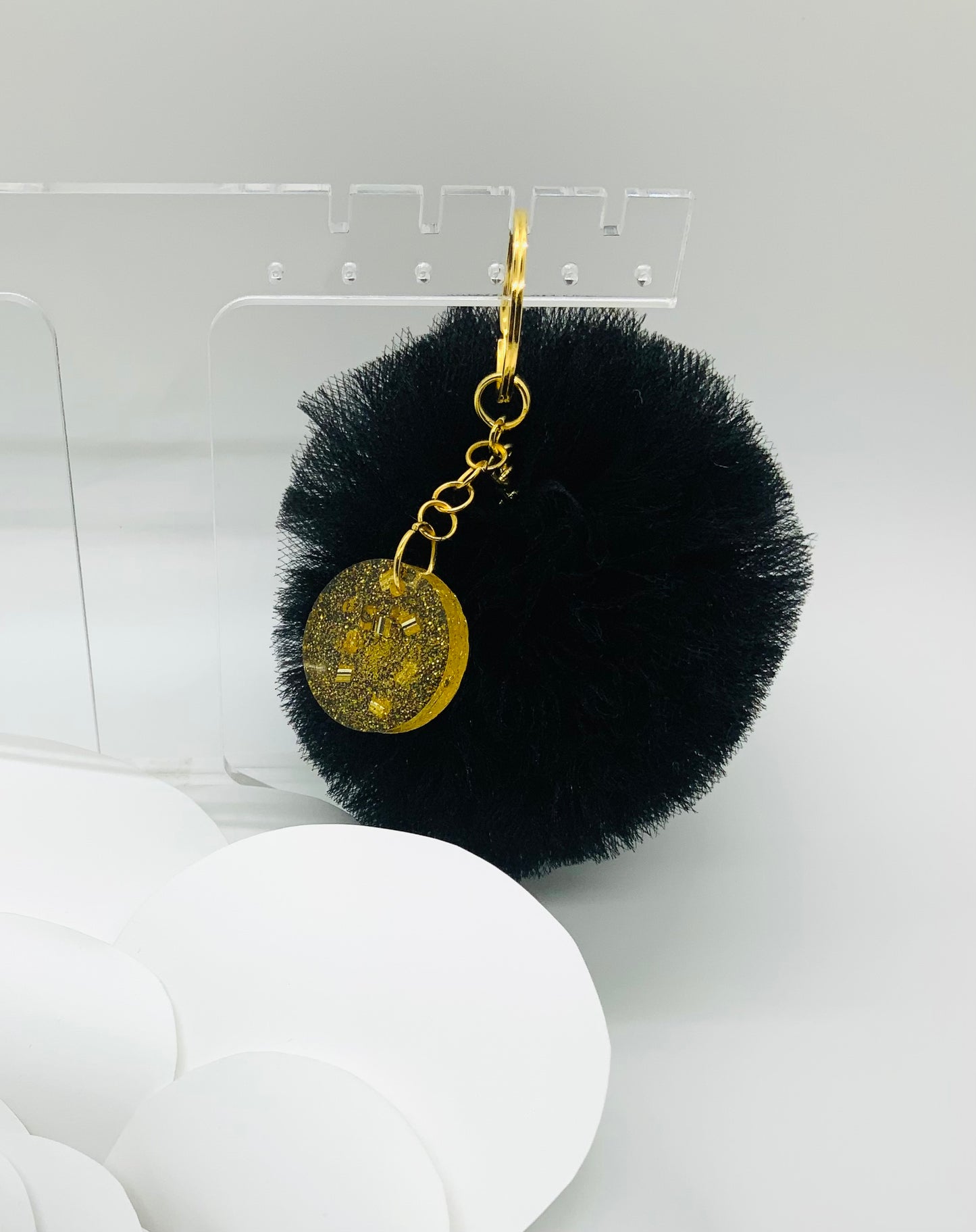 Black & Gold Pom-pom Keychain