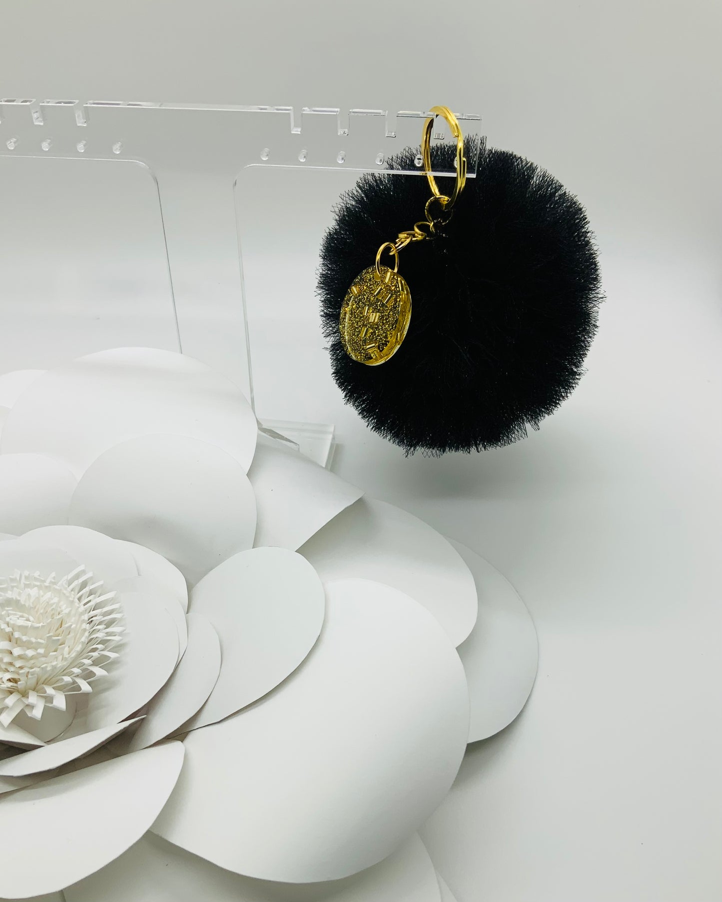 Black & Gold Pom-pom Keychain