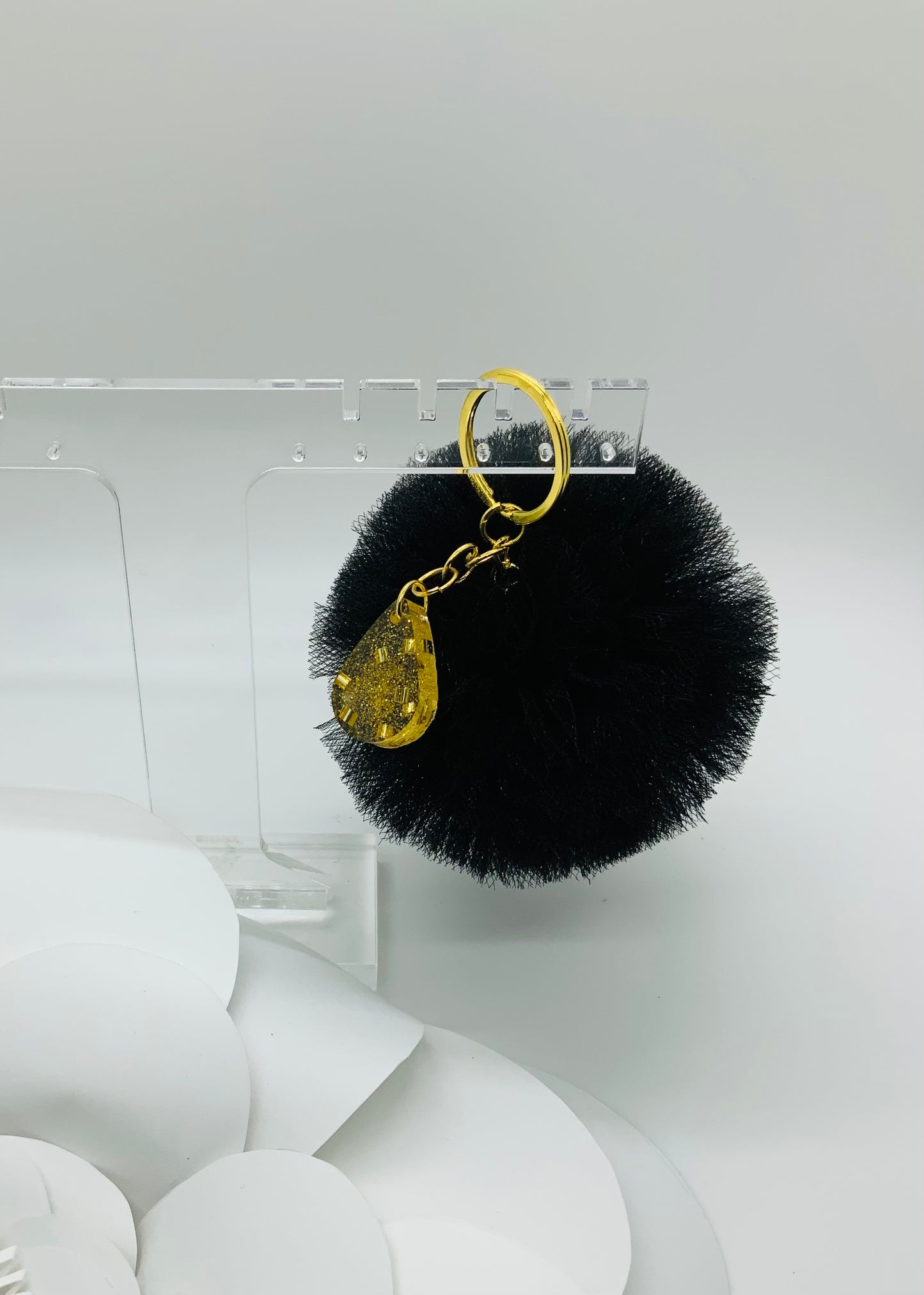 Black & Gold Pom-pom Keychain