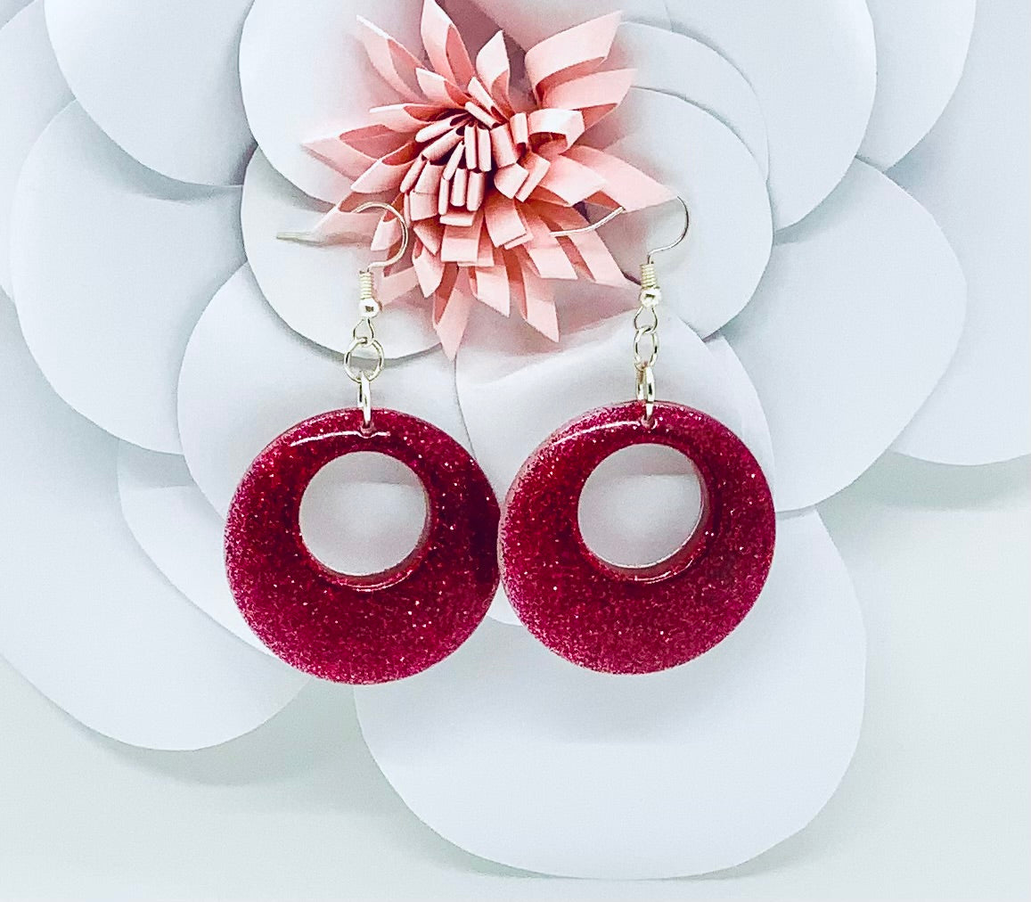 Round Magenta Earrings - BeautiesbyHand