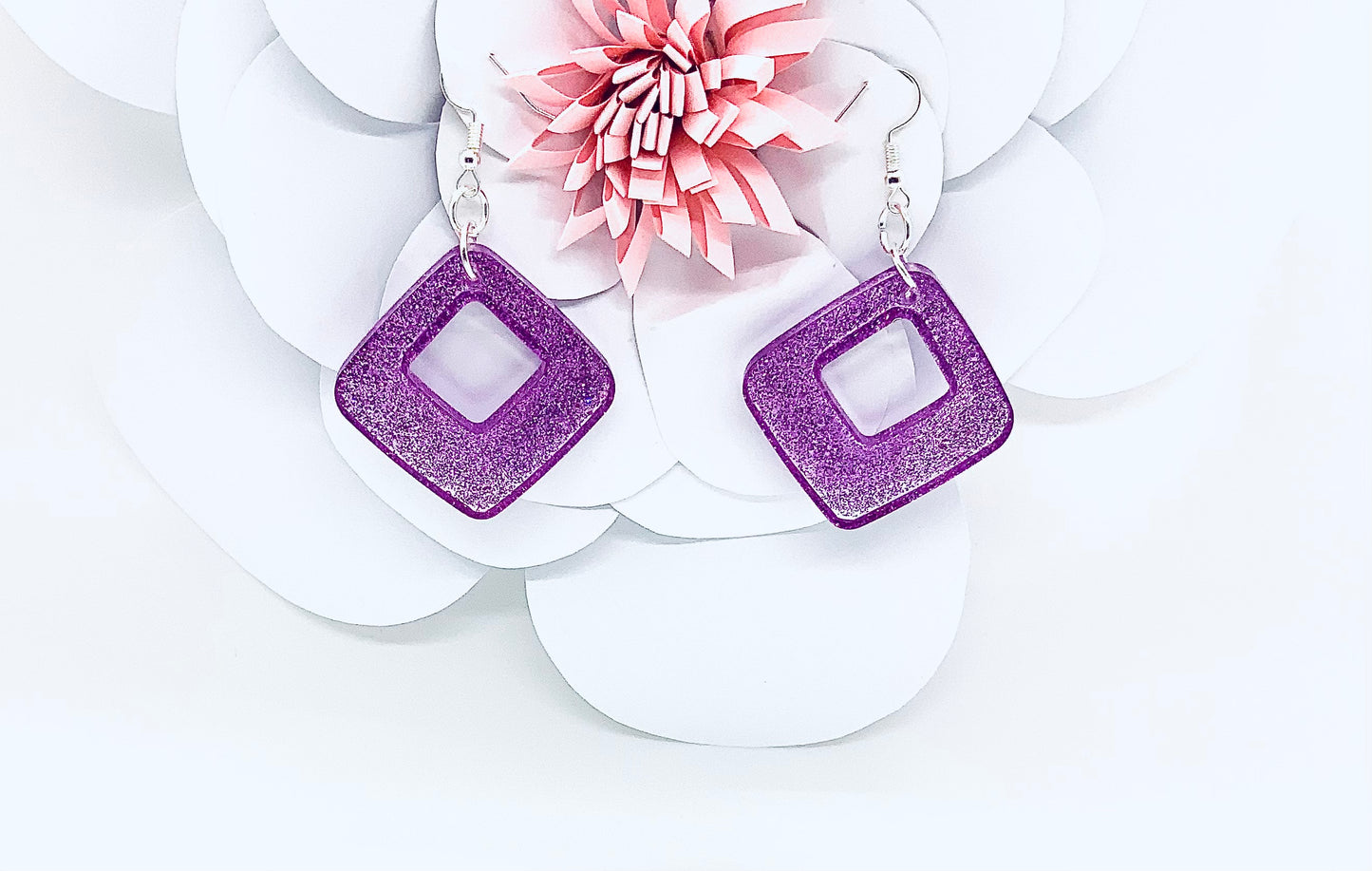 Purple Diamond Shaped Earrings - BeautiesbyHand