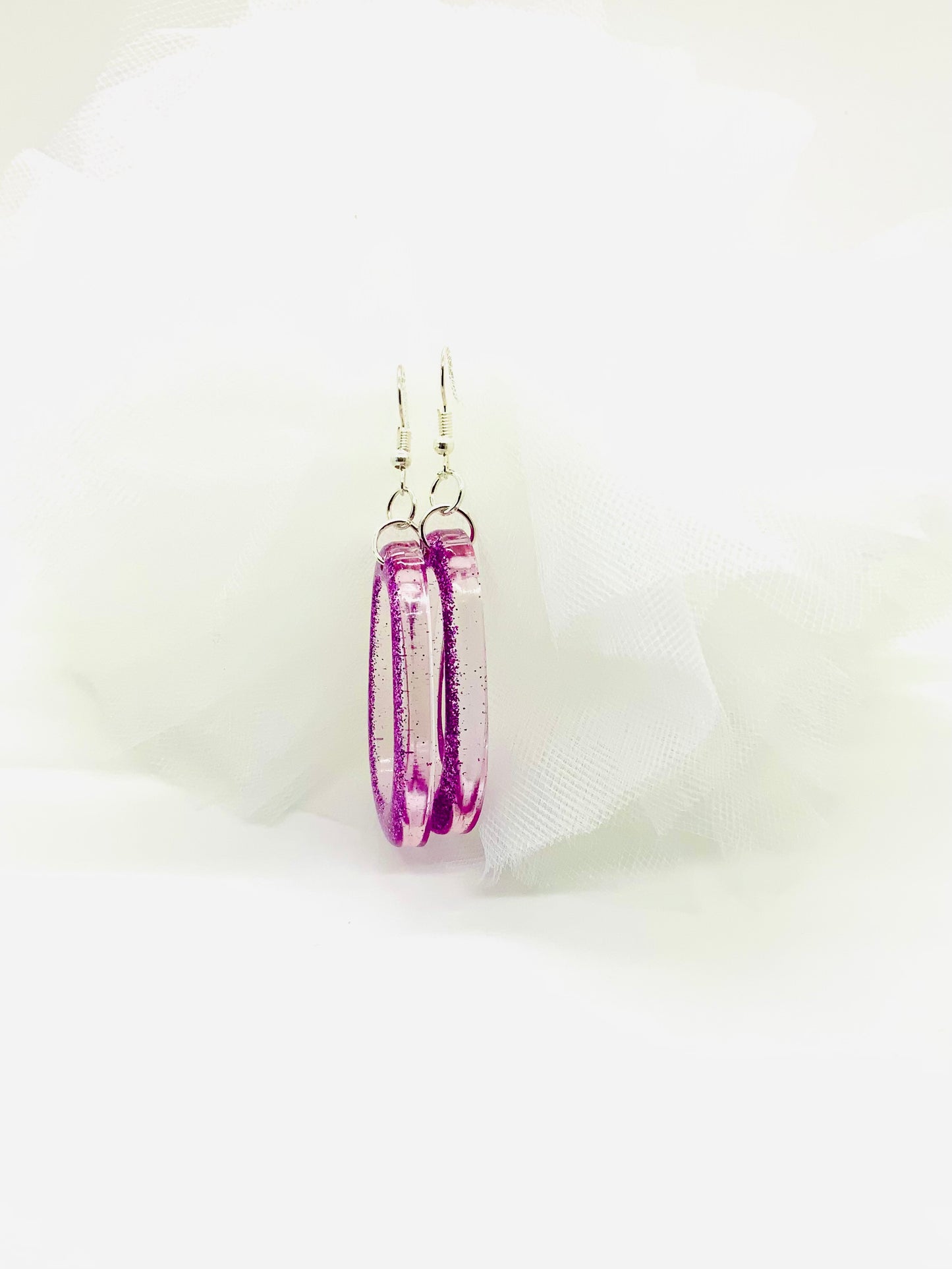 Sparkly Purple Oval Earrings - BeautiesbyHand