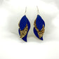 Gold/Royal Blue Faux Leather Earrings - BeautiesbyHand