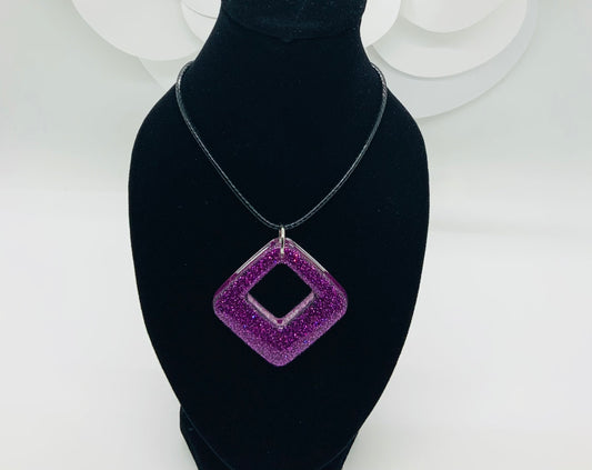 Purple Diamond Shaped Pendant - BeautiesbyHand