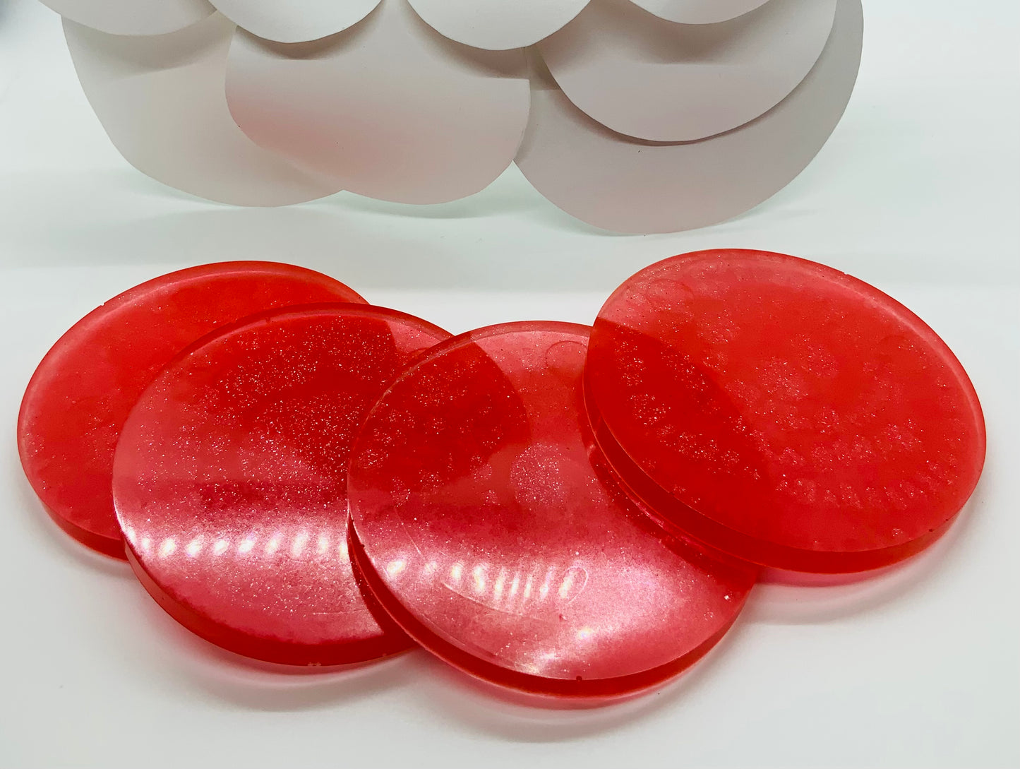 Sparkly Scarlet Red Resin Coasters