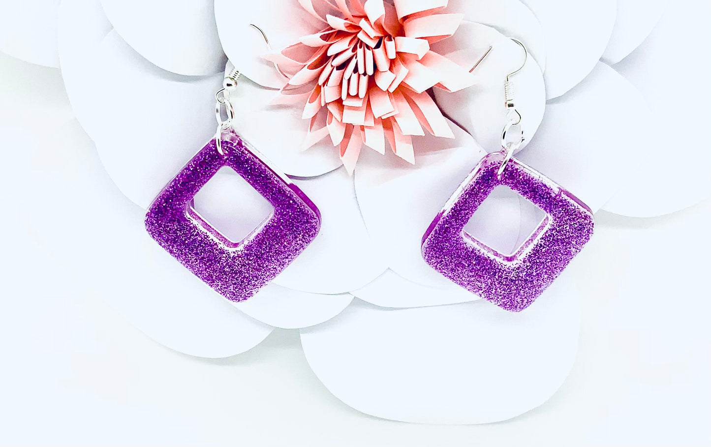 Purple Diamond Shaped Earrings - BeautiesbyHand